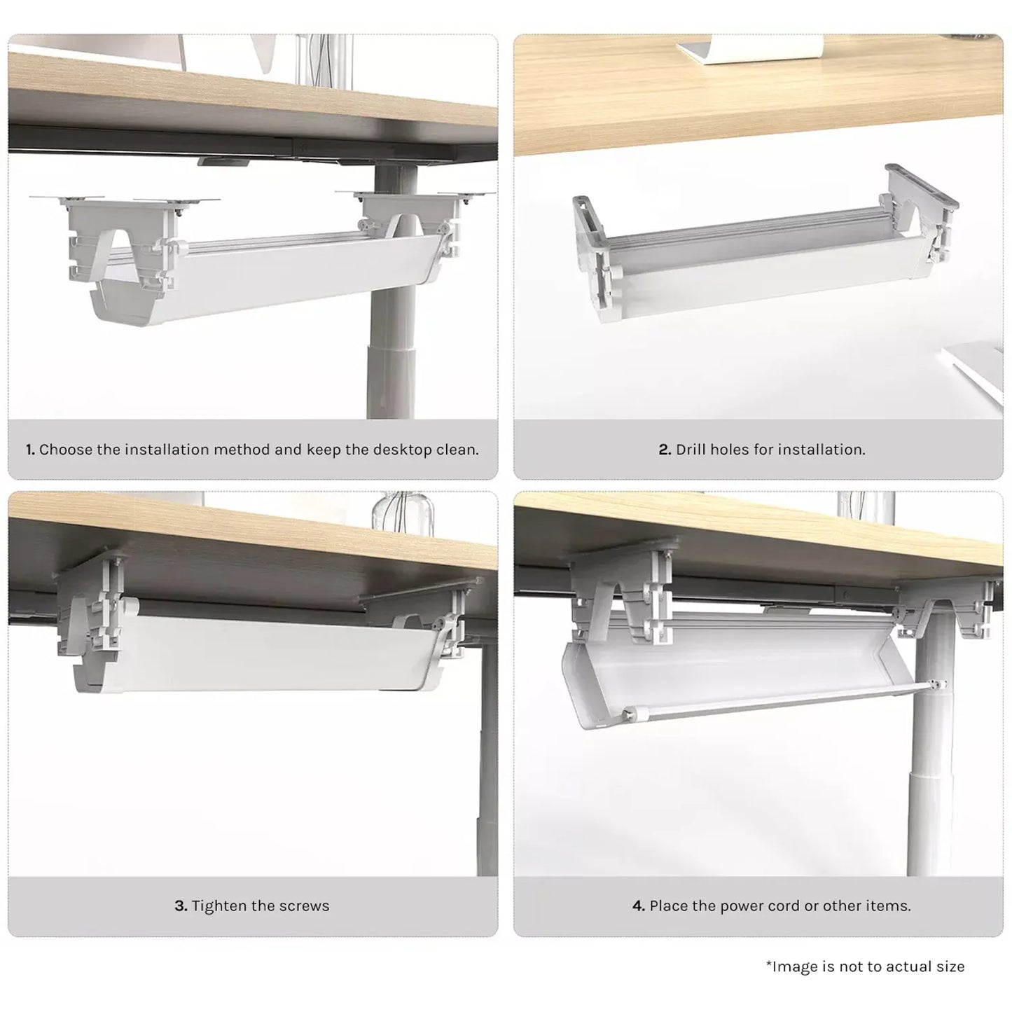 ErgoDesk Under Desk Cable Management Tray – Height Adjustable, 100cm