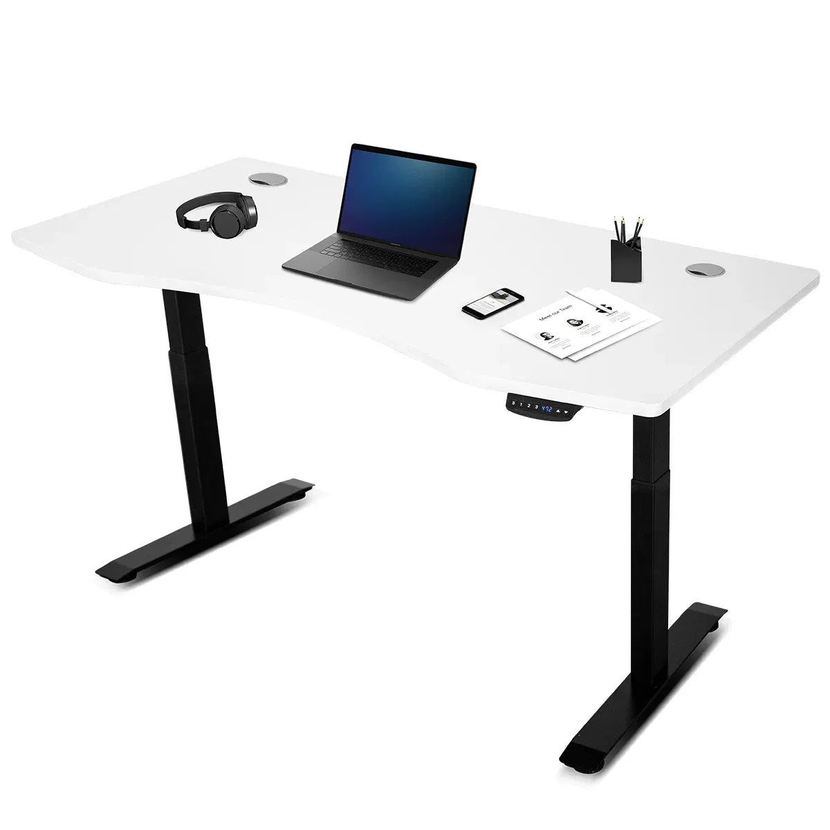 ErgoDesk AUTO Series Standing Desk – Automatic Height, 150cm, White & Black
