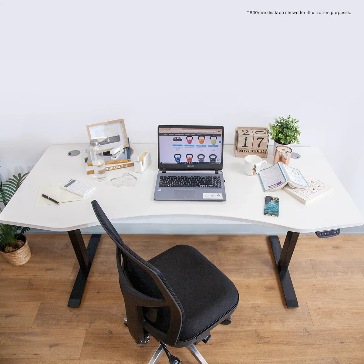ErgoDesk AUTO Series Standing Desk – Automatic Height, 150cm, White & Black