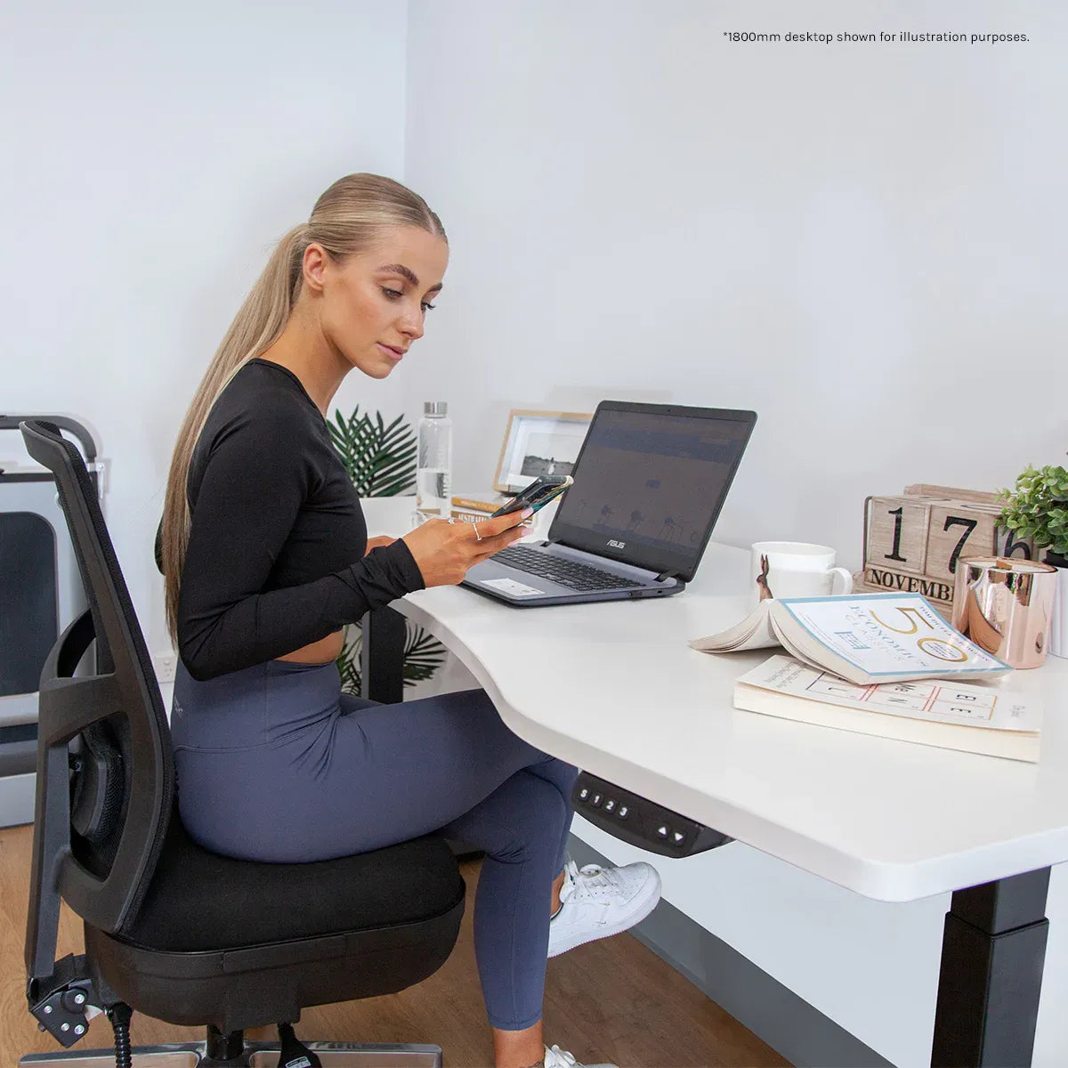 ErgoDesk AUTO Series Standing Desk – Automatic Height, 150cm, White & Black