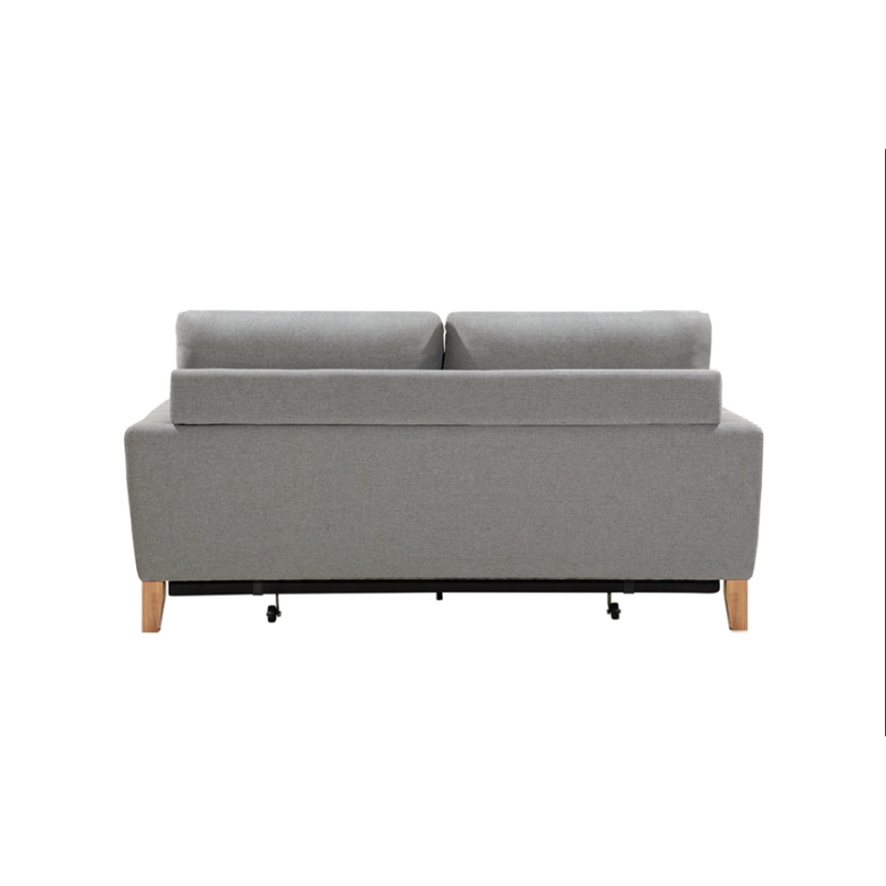 Shasa 2-Seater Pull-Out Sofa Bed – Grey Celadon, Wooden Frame