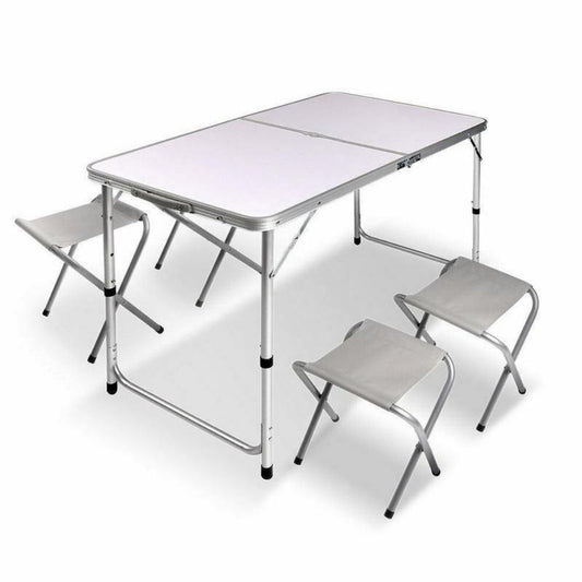 Portable Folding Picnic Set – Aluminium Table with 4 Foldable Chairs