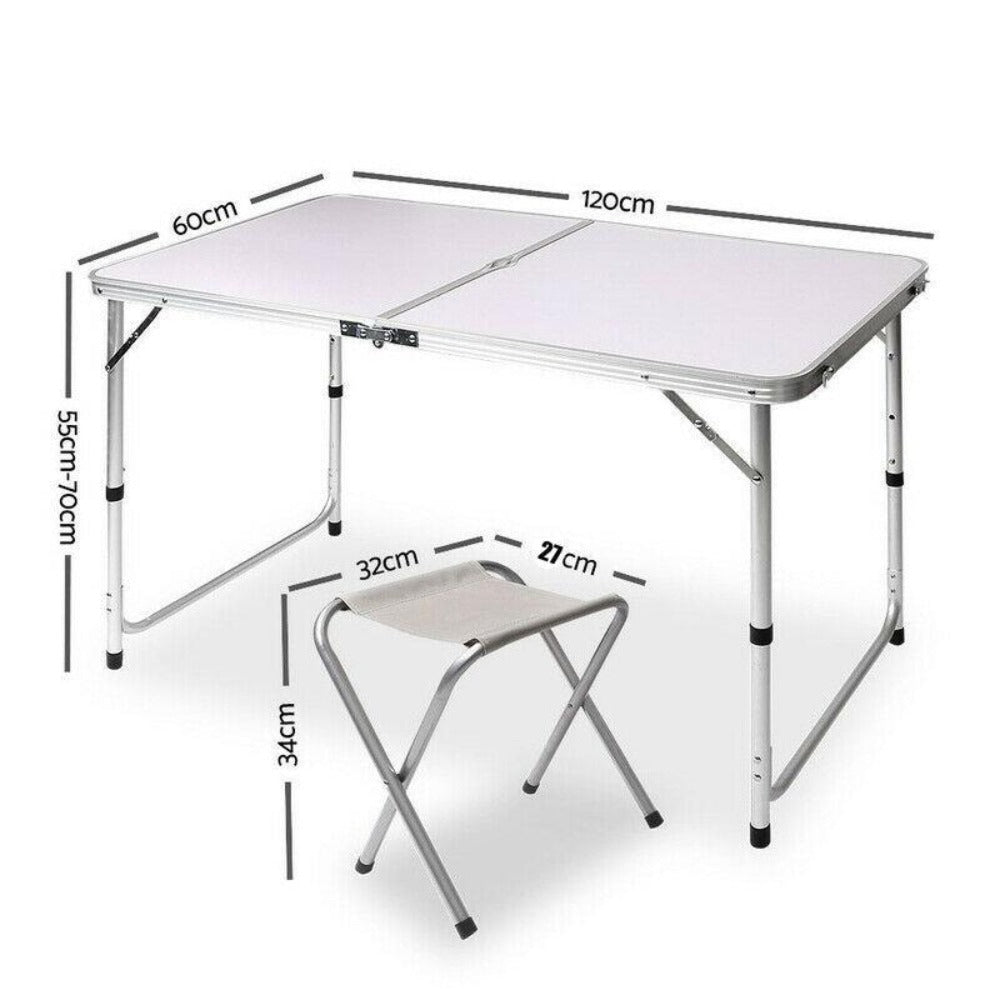 Portable Folding Picnic Set – Aluminium Table with 4 Foldable Chairs
