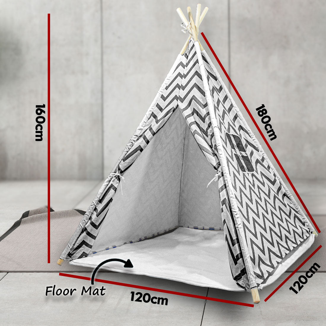 Giant Cotton Canvas Kids Teepee Wigwam Children Pretend Play Tent Indoor Outdoor Party