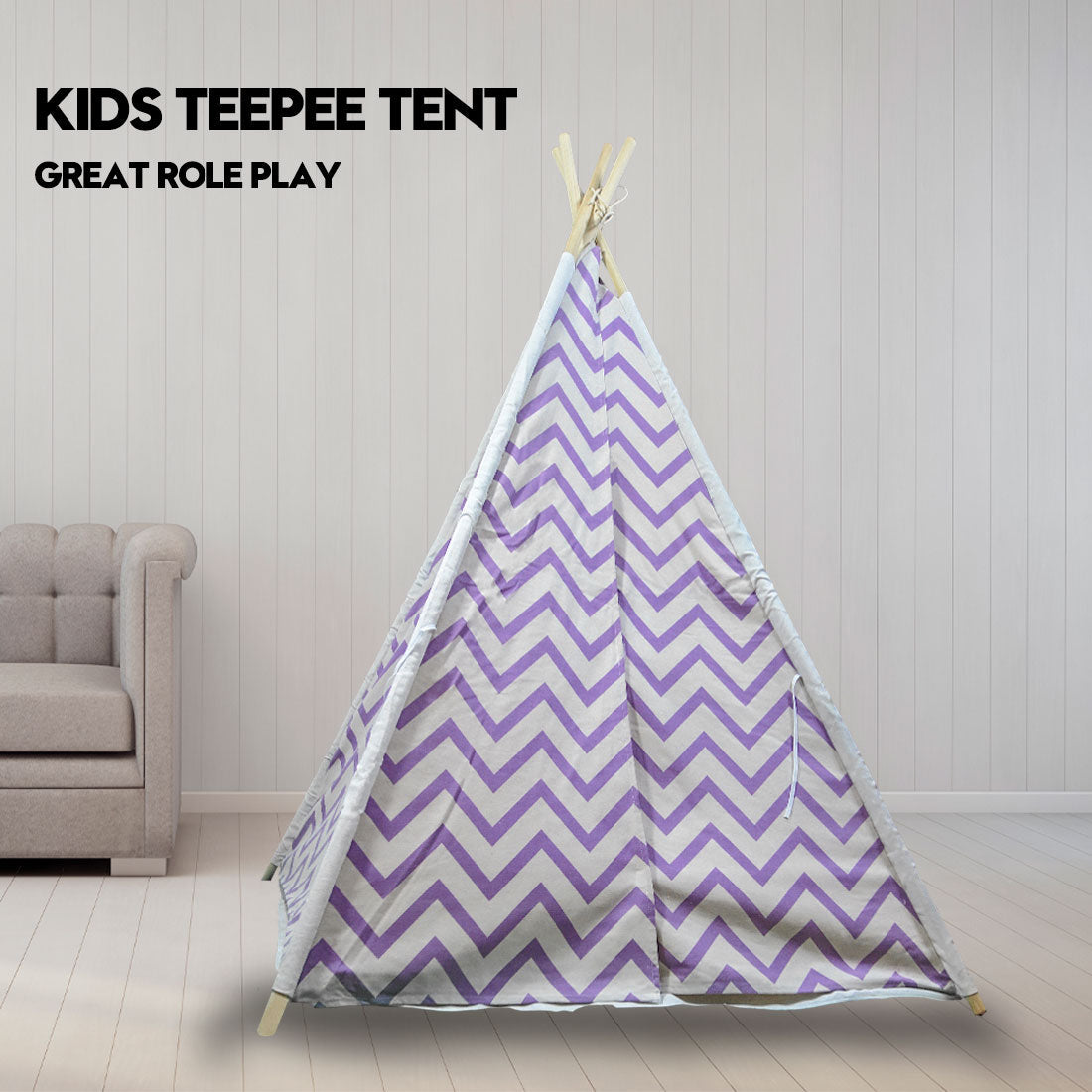 Giant Cotton Canvas Kids Teepee Wigwam Children Pretend Play Tent Indoor Outdoor Party