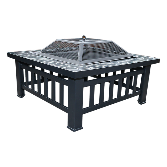 Square Metal Fire Pit – Powder-Coated, 18"