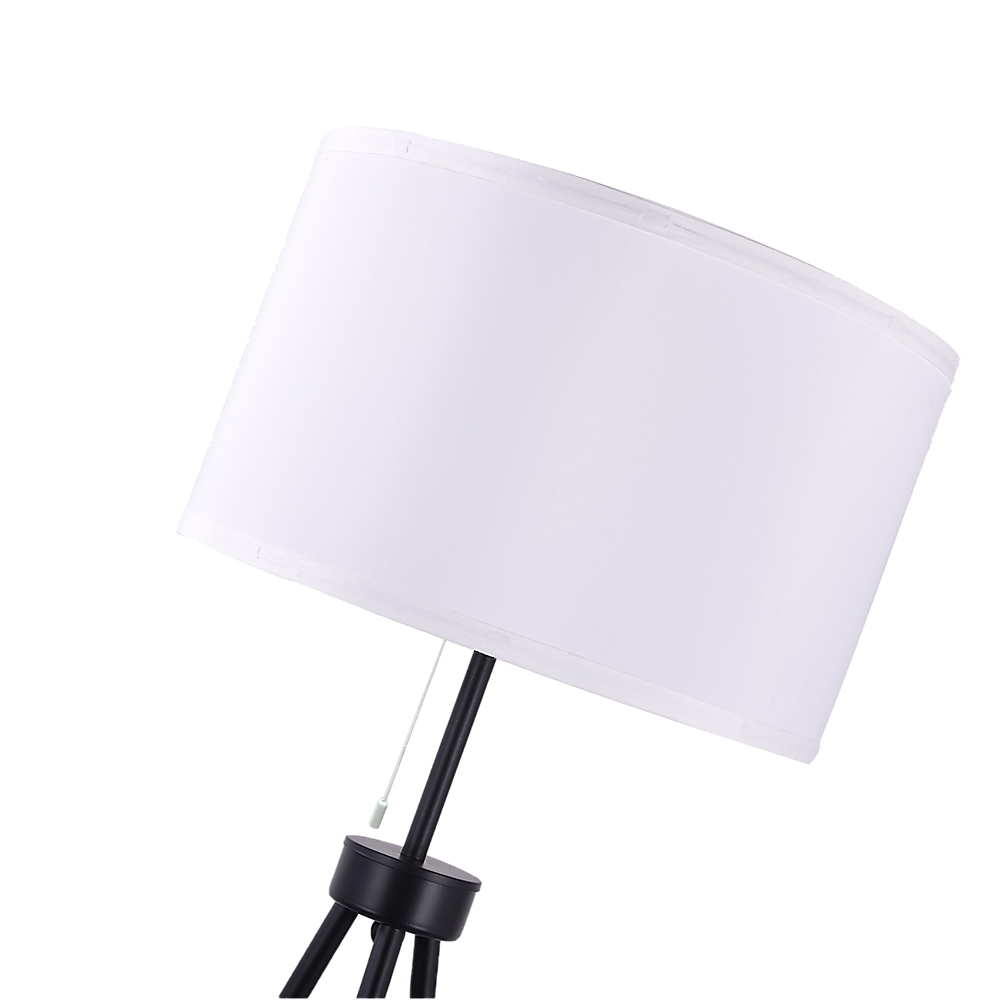 Mid-Century Tripod Floor Lamp – Black Metal with Ivory Shade