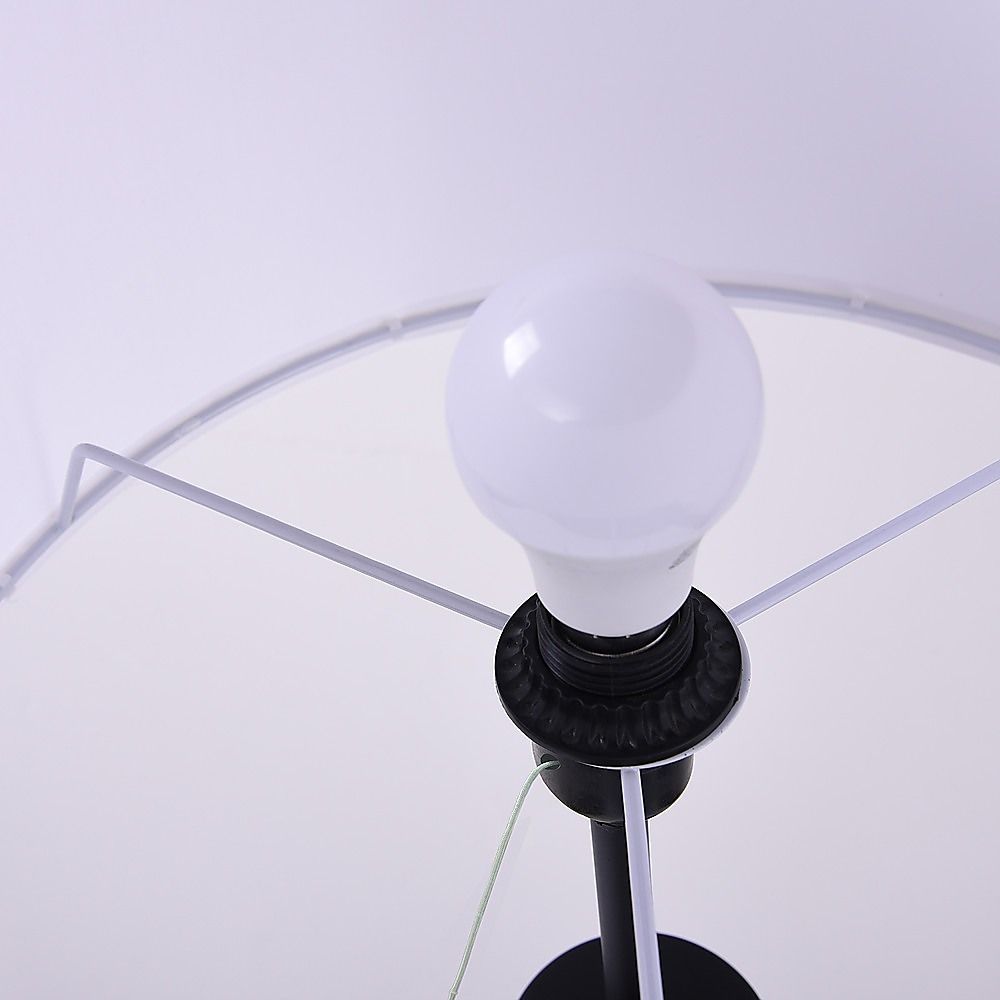 Mid-Century Tripod Floor Lamp – Black Metal with Ivory Shade
