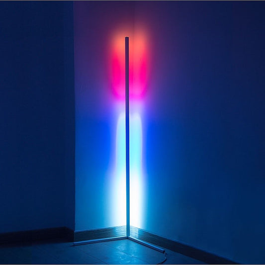 Minimalist RGB LED Corner Floor Lamp – White, Dimmable Mood Lighting