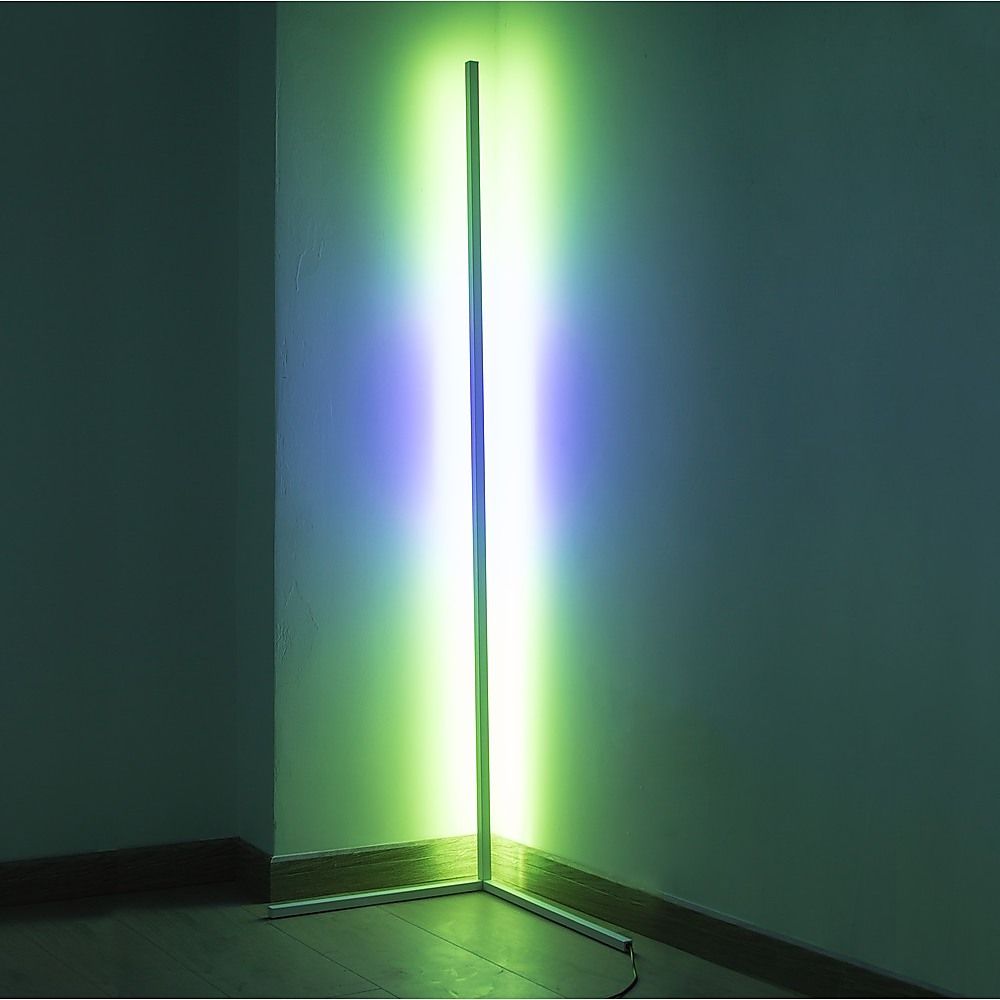 Minimalist RGB LED Corner Floor Lamp – White, Dimmable Mood Lighting