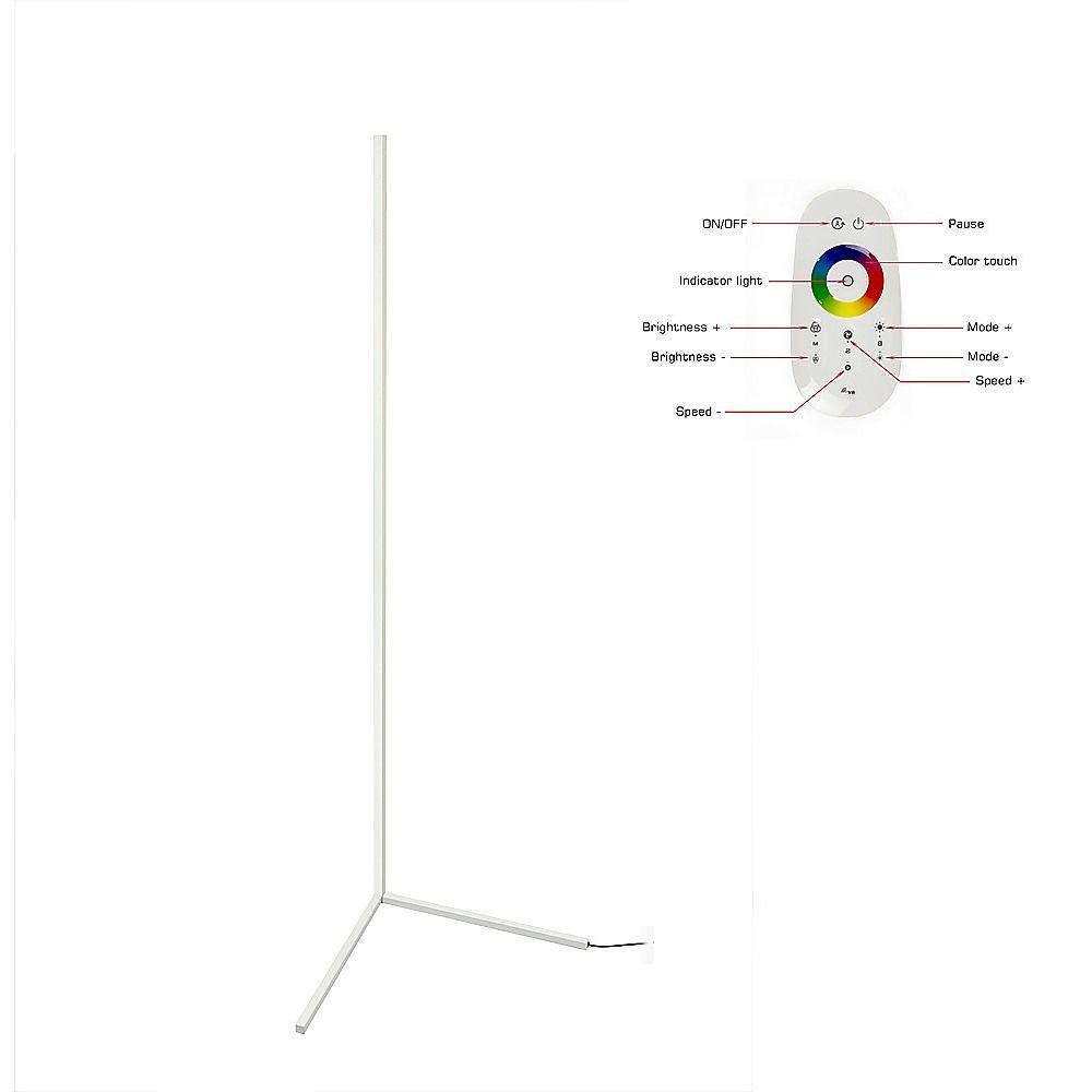 Minimalist RGB LED Corner Floor Lamp – White, Dimmable Mood Lighting