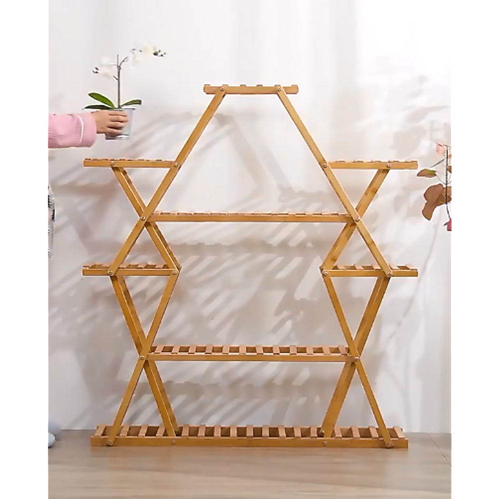 Bamboo Multilayer Plant Stand – Eco-Friendly, Natural Wood Finish
