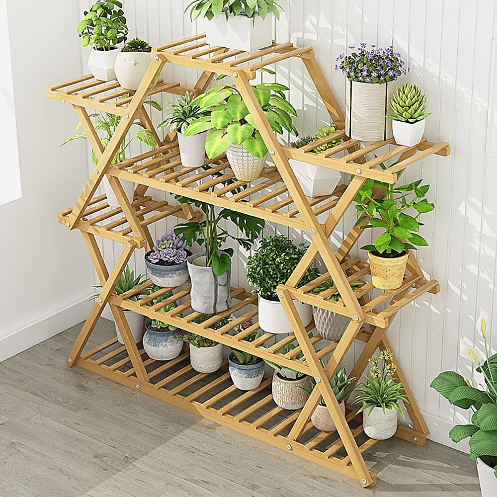 Bamboo Multilayer Plant Stand – Eco-Friendly, Natural Wood Finish
