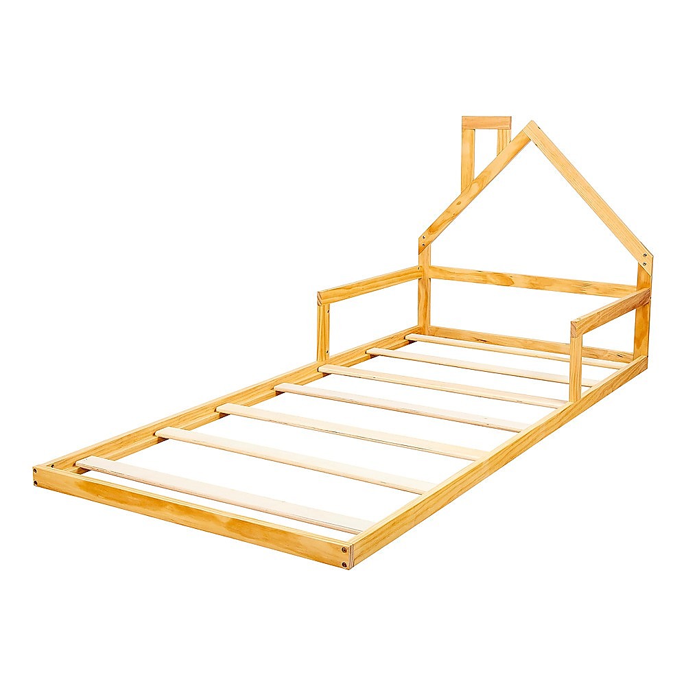 Pine Wood House Bed Frame – Single Size for Kids and Toddlers