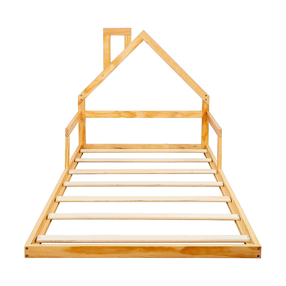 Pine Wood House Bed Frame – Single Size for Kids and Toddlers