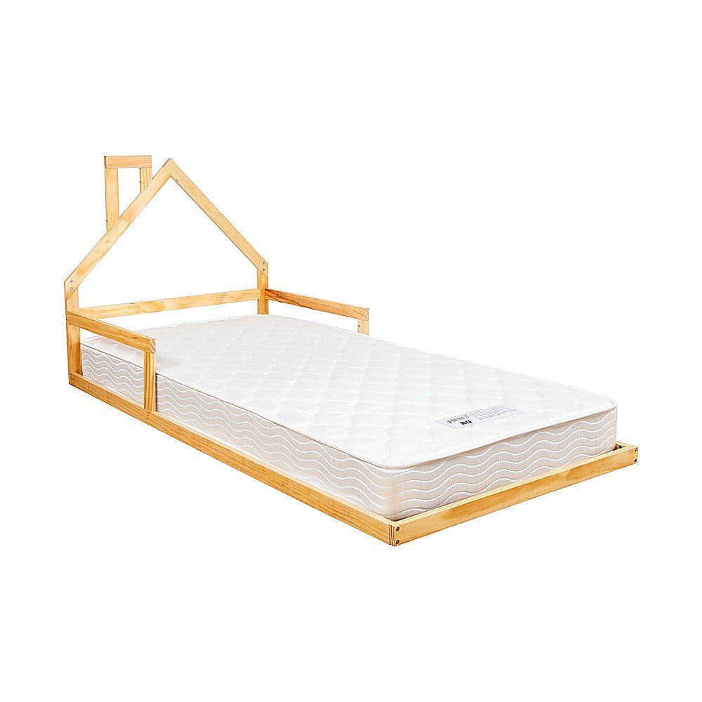 Pine Wood House Bed Frame – Single Size for Kids and Toddlers