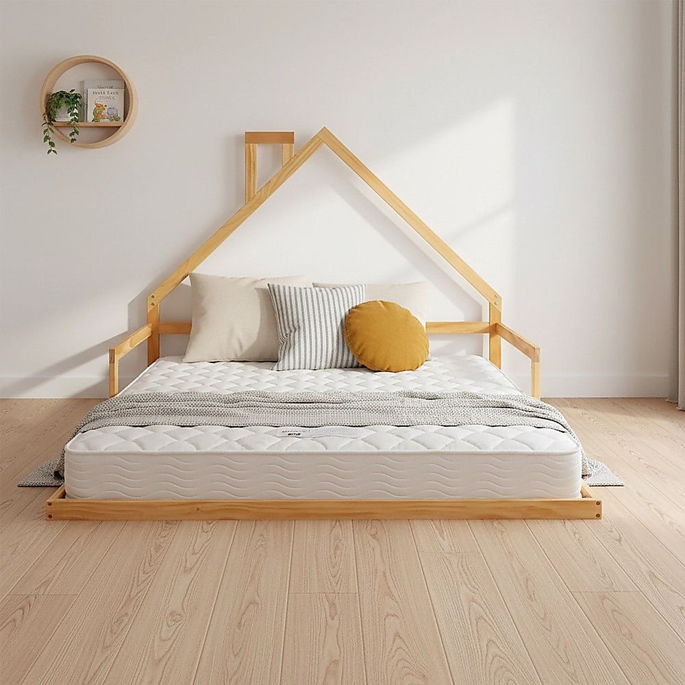 Pine Wood House Bed Frame – Double Size, Rounded Corners