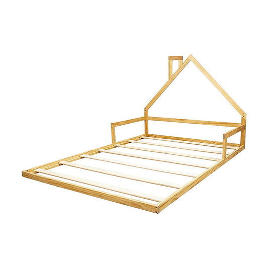 Pine Wood House Bed Frame – Double Size, Rounded Corners