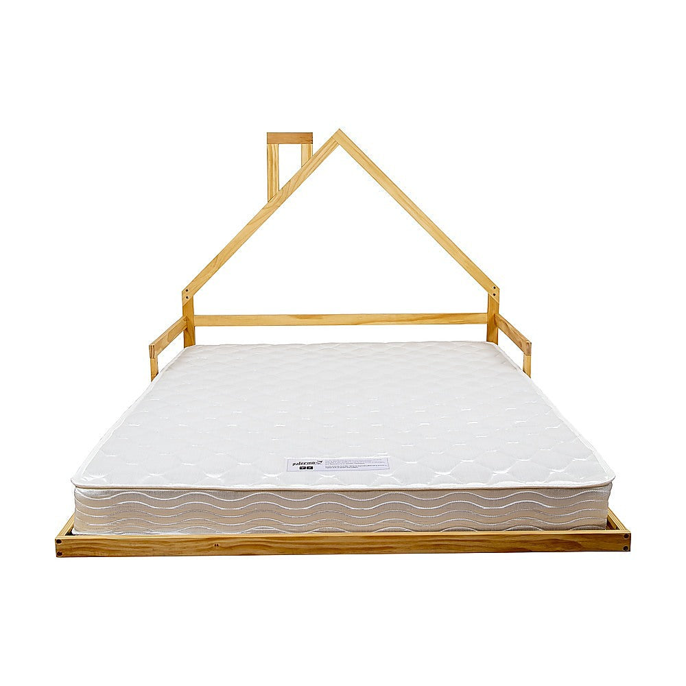 Pine Wood House Bed Frame – Double Size, Rounded Corners