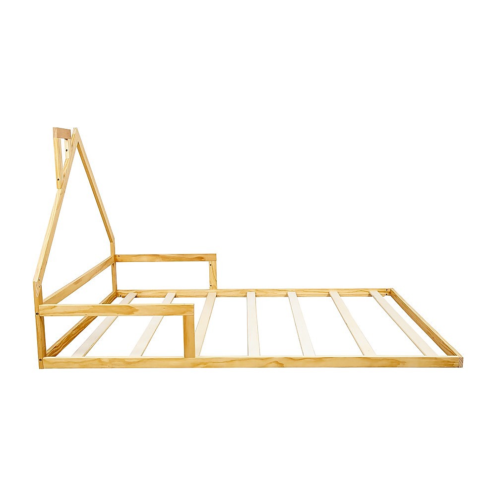 Pine Wood House Bed Frame – Double Size, Rounded Corners