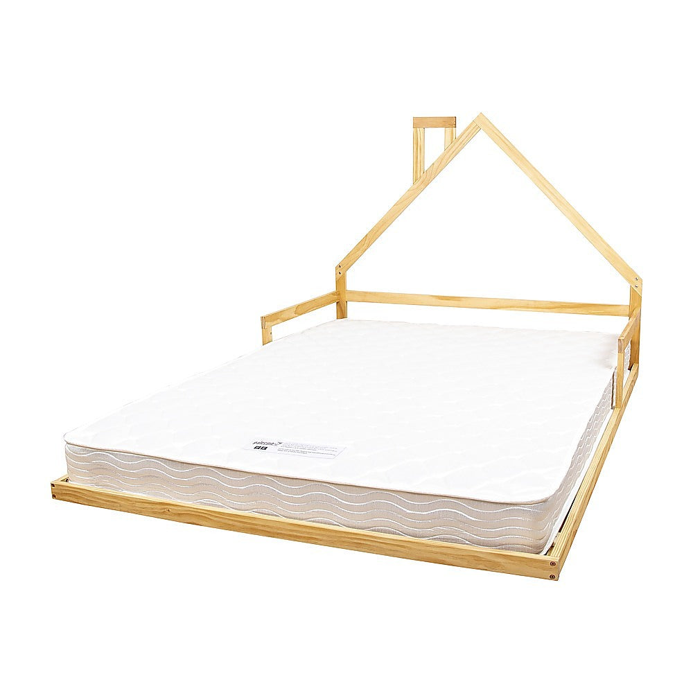 Pine Wood House Bed Frame – Double Size, Rounded Corners