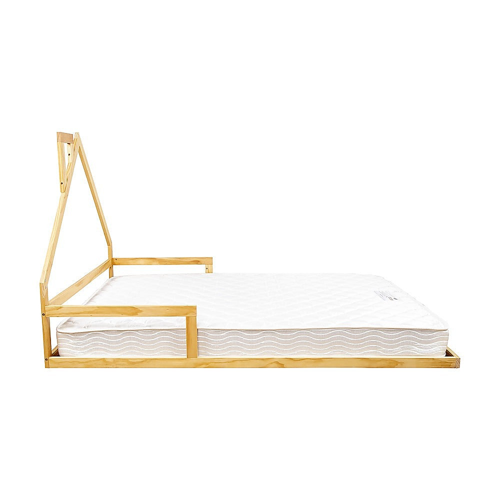 Pine Wood House Bed Frame – Double Size, Rounded Corners