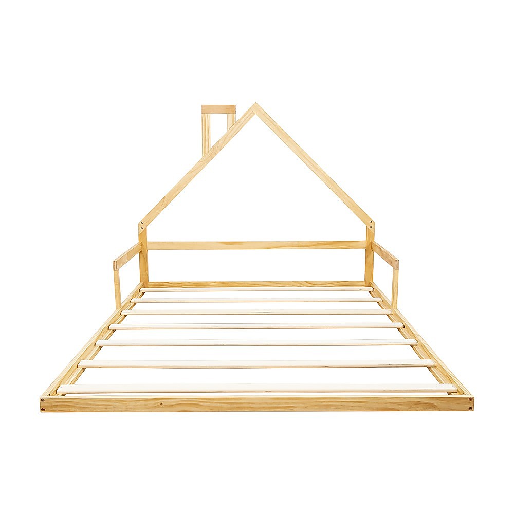 Pine Wood House Bed Frame – Double Size, Rounded Corners
