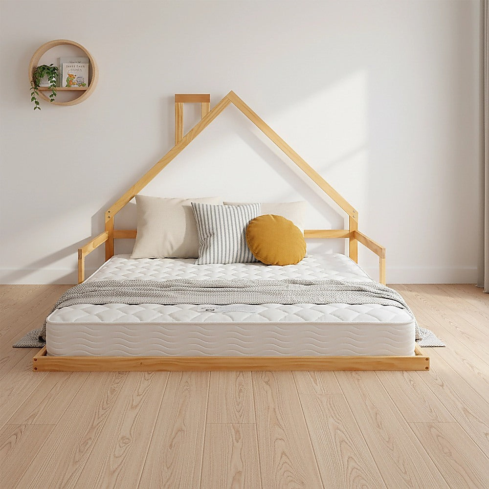 Pine Wood House Bed Frame – Double Size, Rounded Corners