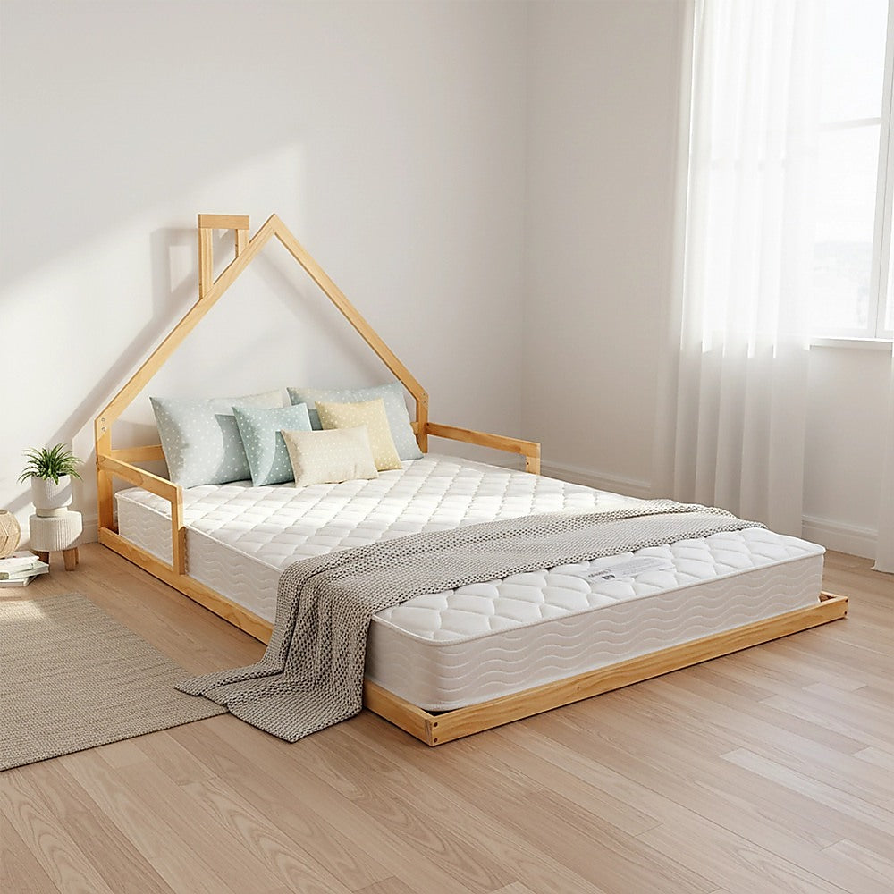 Pine Wood House Bed Frame – Double Size, Rounded Corners