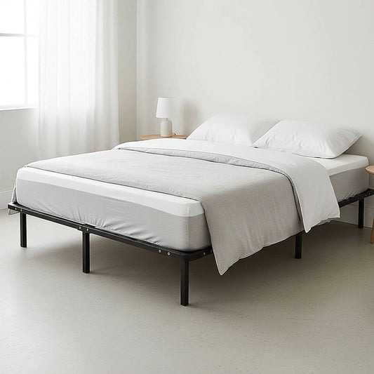 Steel king single bed frame from The Willow Stone Collective with a sturdy metal design and clean, modern lines.