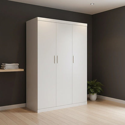 3 Door Wardrobe – White Finish, Hanging Rail & Shelves