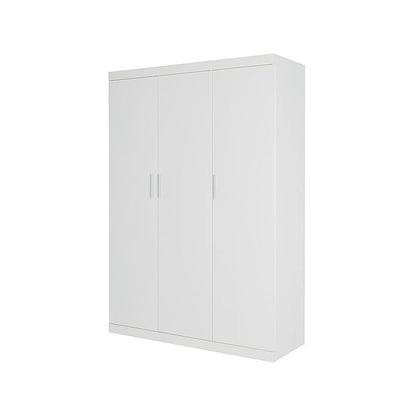 3 Door Wardrobe – White Finish, Hanging Rail & Shelves
