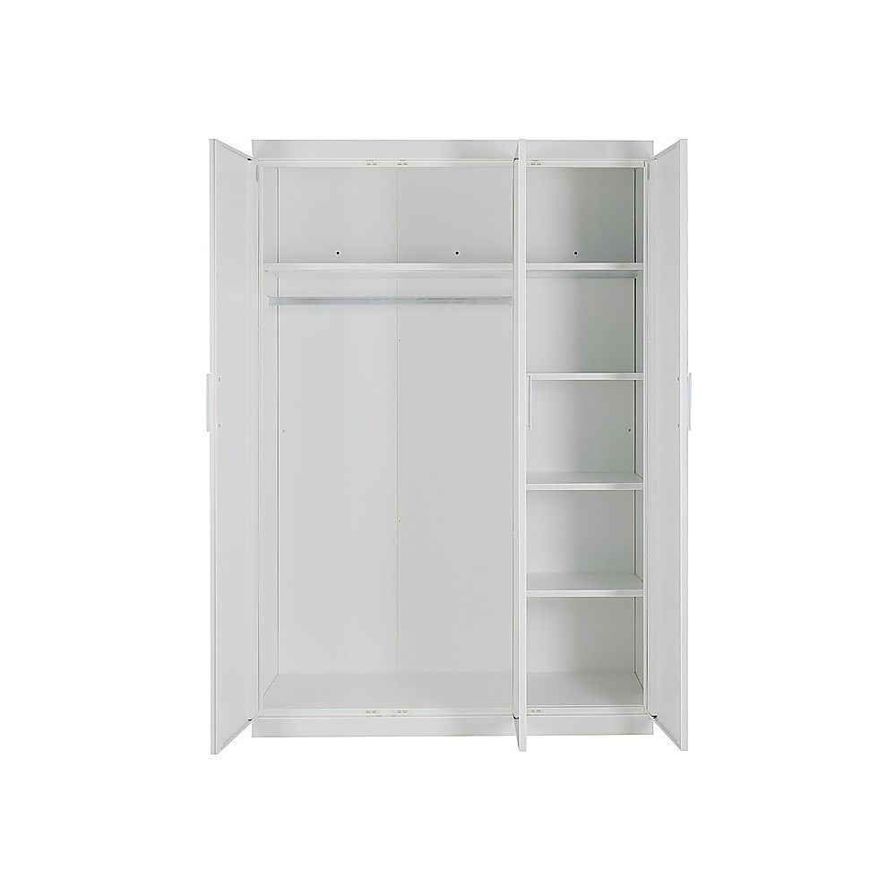 3 Door Wardrobe – White Finish, Hanging Rail & Shelves