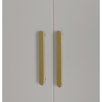 3-Door White Wardrobe – Gold Handles, Hanging Rail & Shelves