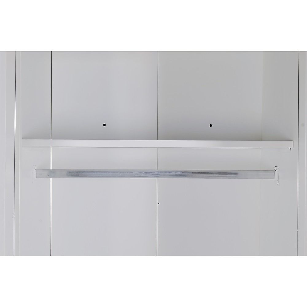 3-Door White Wardrobe – Gold Handles, Hanging Rail & Shelves