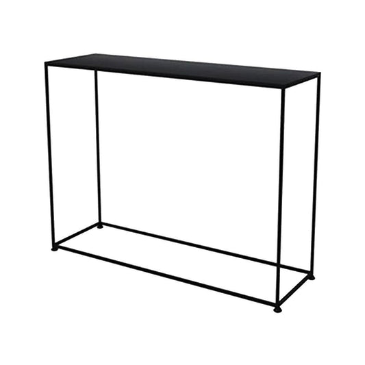 Modern Console Table – Black Steel Frame with Glass Top