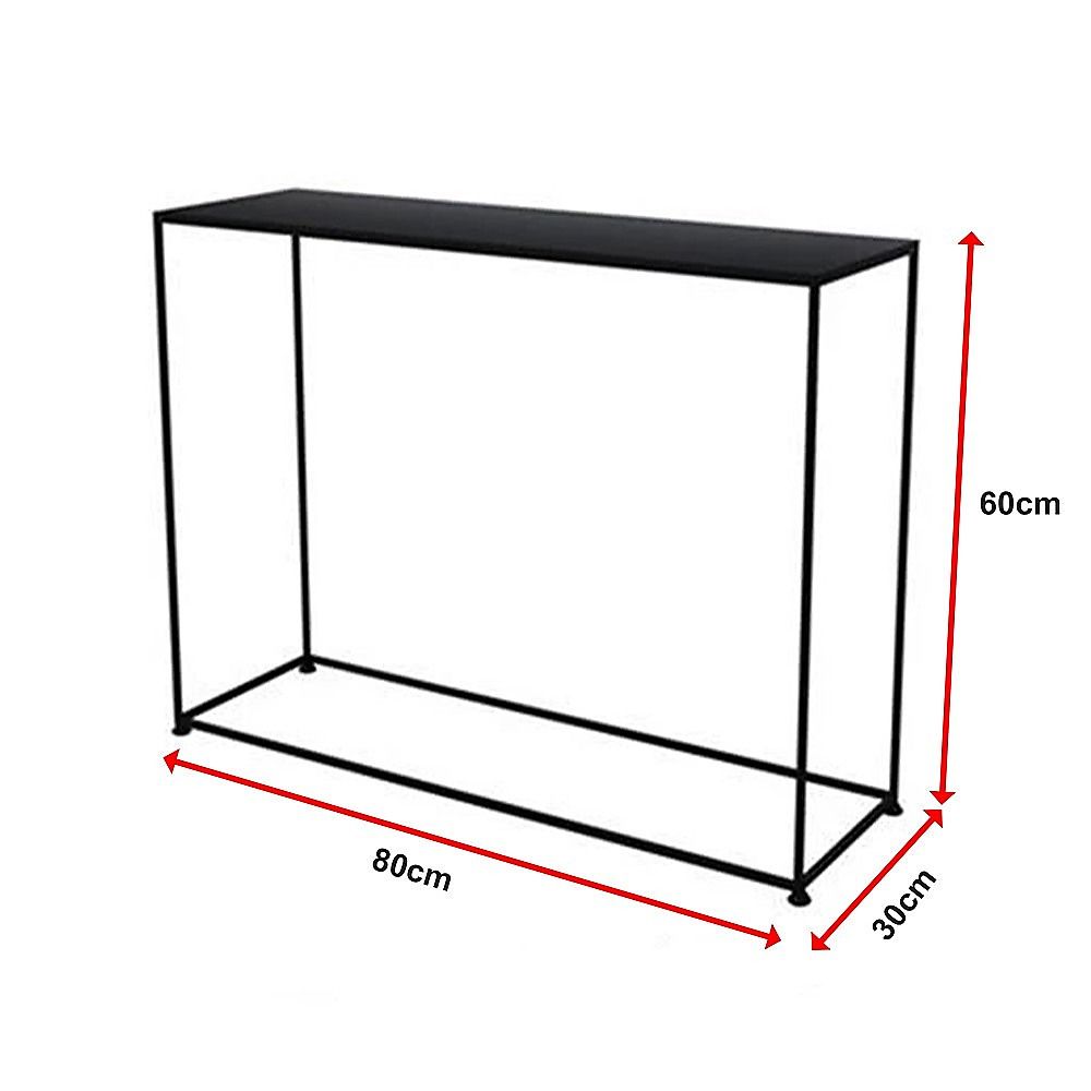 Modern Console Table – Black Steel Frame with Glass Top