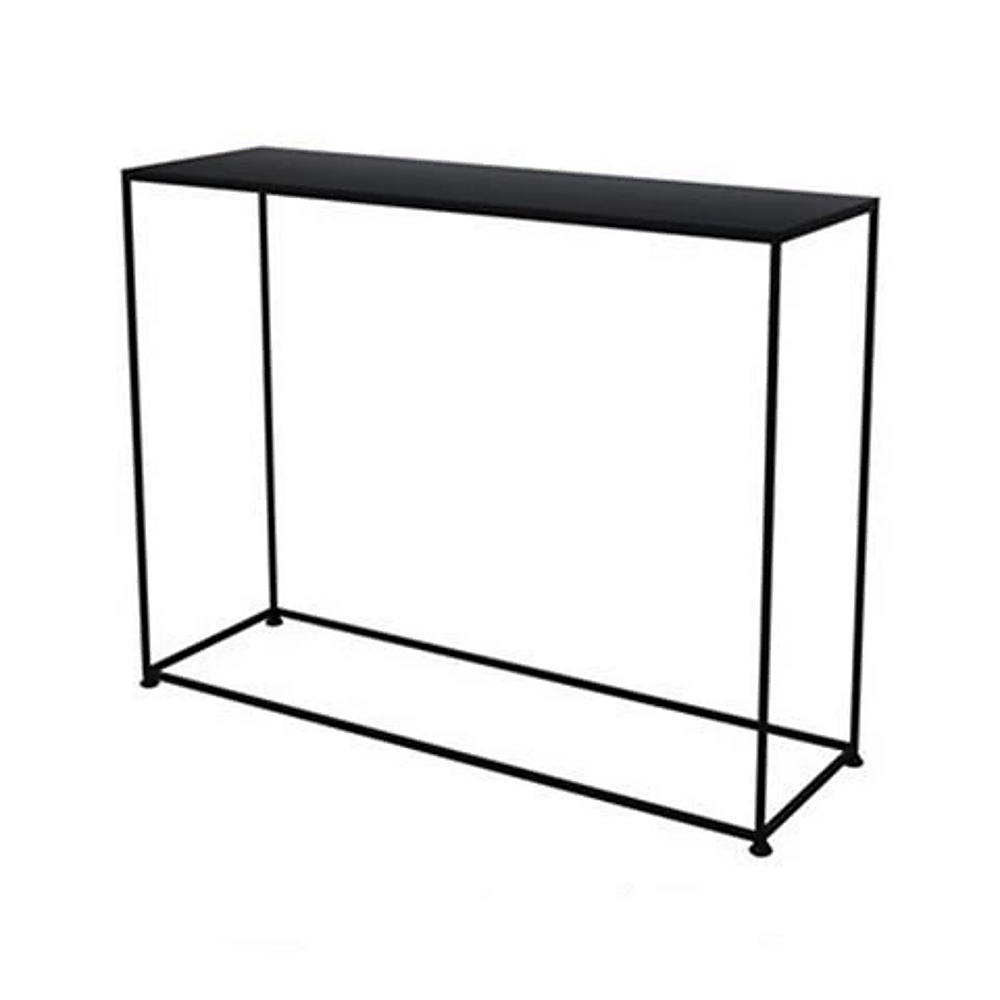 Modern Console Table – Black Steel Frame with Glass Top