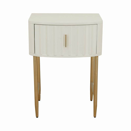 Arthur Bedside Table – Industrial Design, White & Gold, 48x66 cm