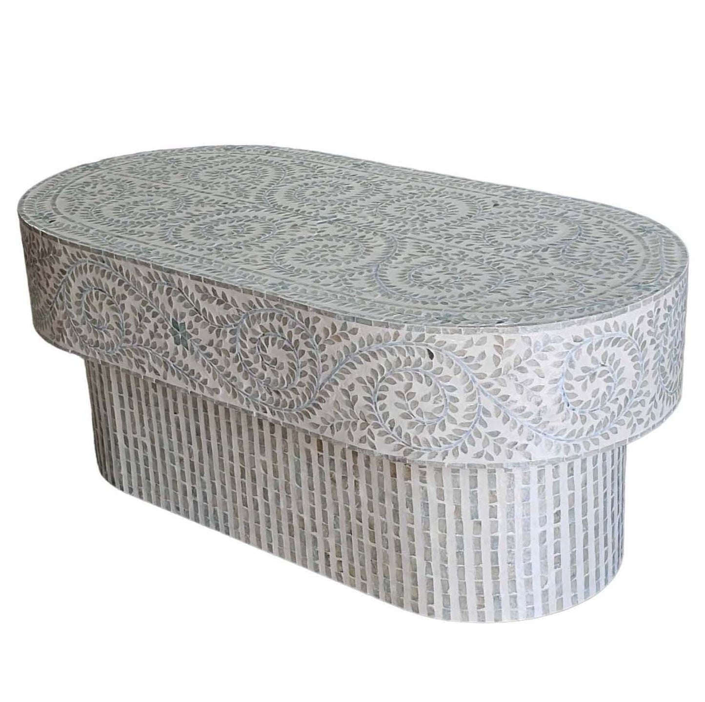 MOTHER OF PEARL OVAL COFFEE TABLE