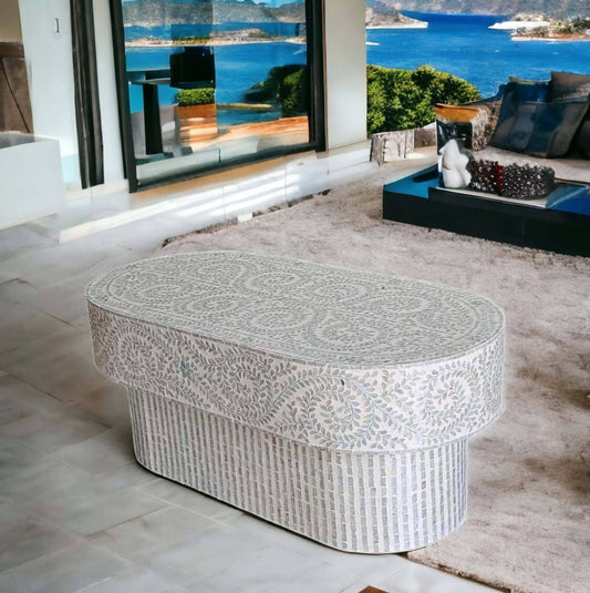 MOTHER OF PEARL OVAL COFFEE TABLE