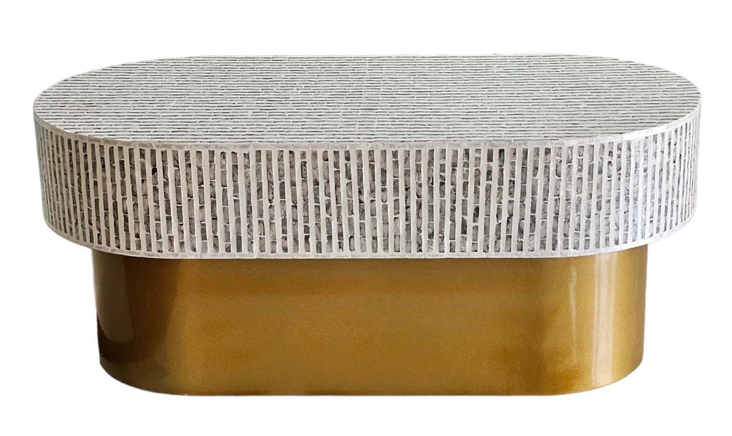 MOTHER OF PEARL OVAL COFFEE TABLE