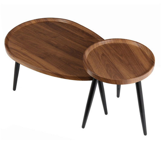 Nesting Wooden Side Tables – Industrial Style, Walnut & Iron