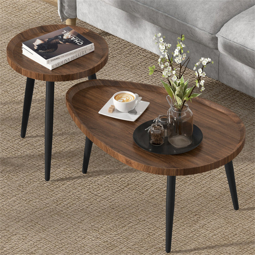 Nesting Wooden Side Tables – Industrial Style, Walnut & Iron