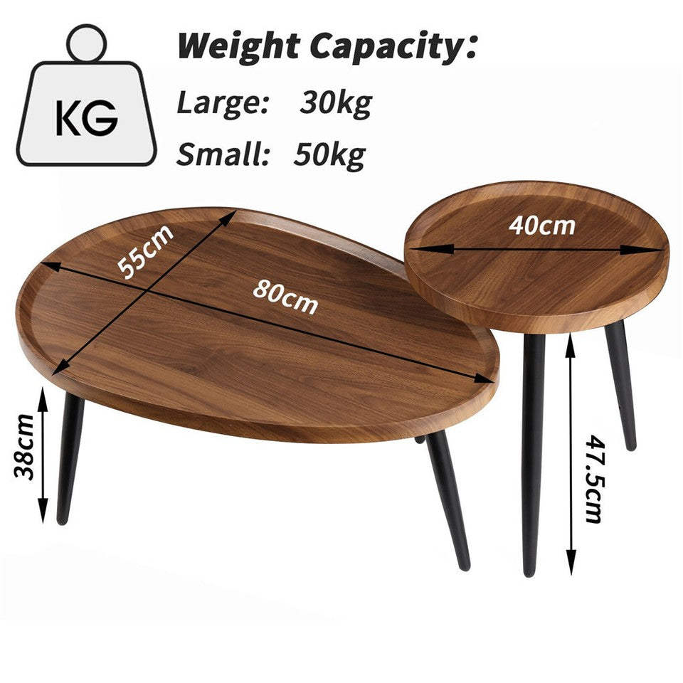Nesting Wooden Side Tables – Industrial Style, Walnut & Iron