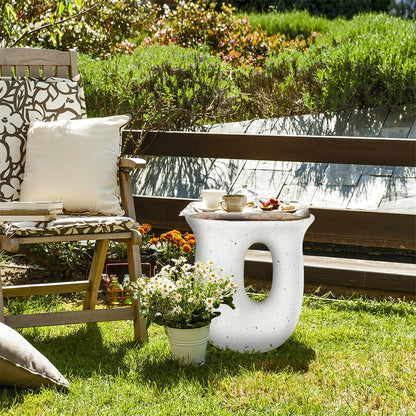 U-Shaped Terrazzo Concrete Outdoor Stool