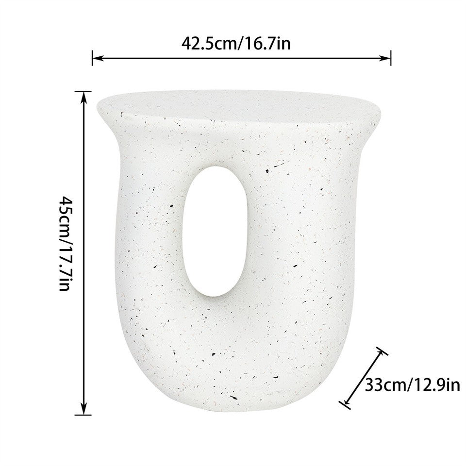 U-Shaped Terrazzo Concrete Outdoor Stool