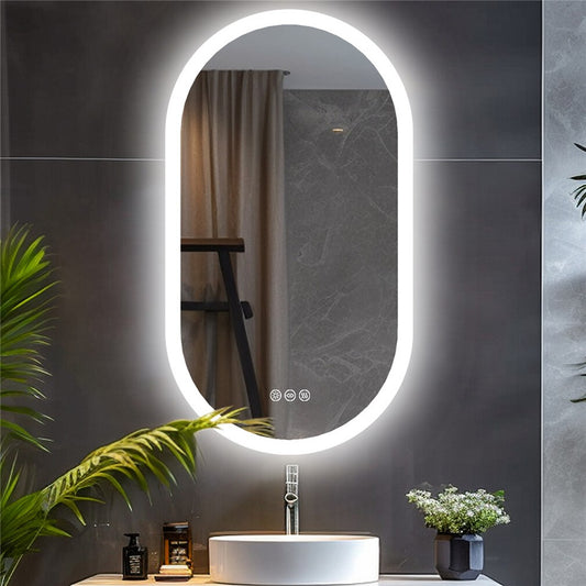 Premium Oval LED Anti-Fog Bathroom Mirror(80x50cm)