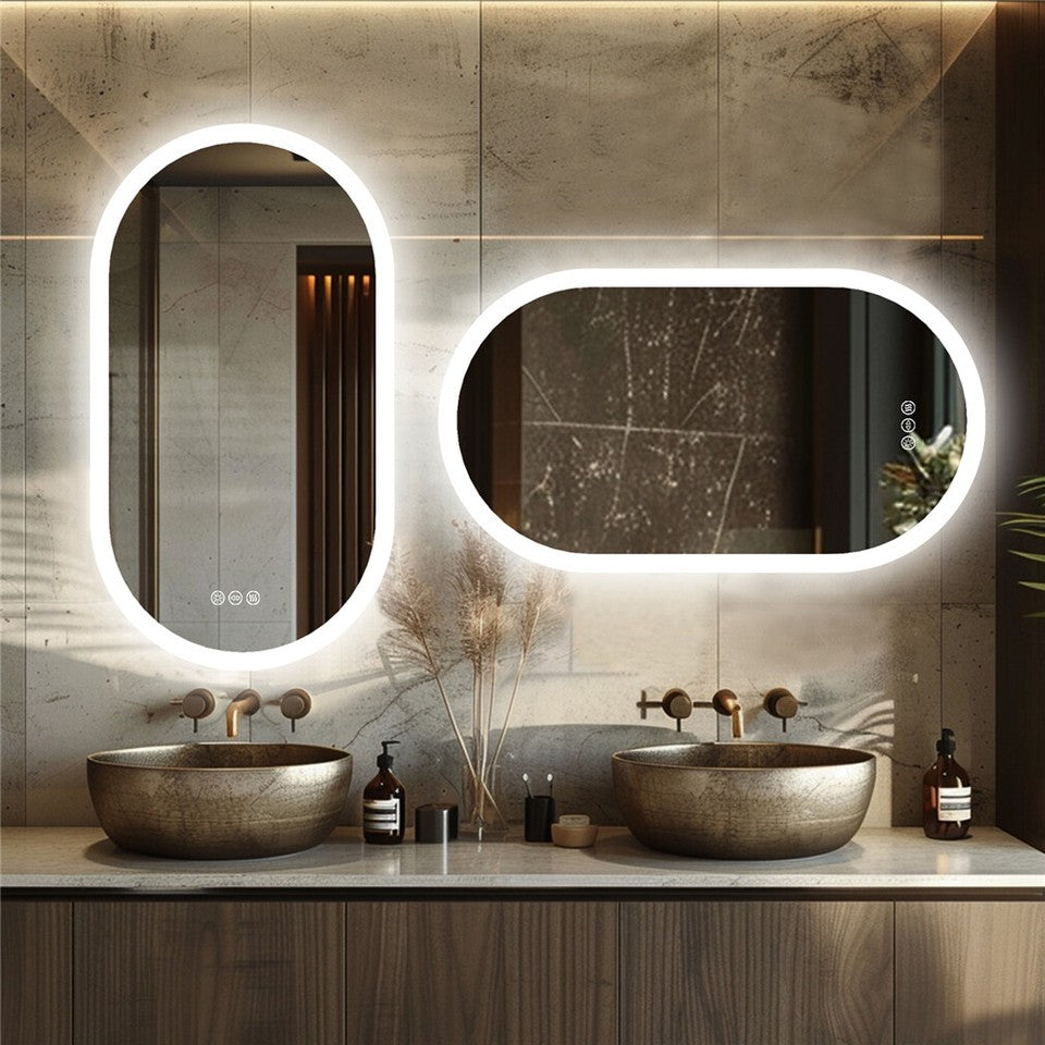 Premium Oval LED Anti-Fog Bathroom Mirror(100x50cm)