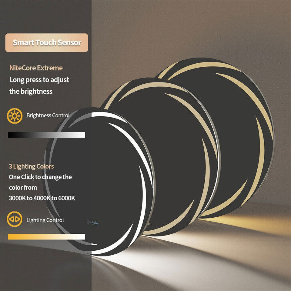 Round LED Anti-Fog Backlit Bathroom Mirror(80x80cm)